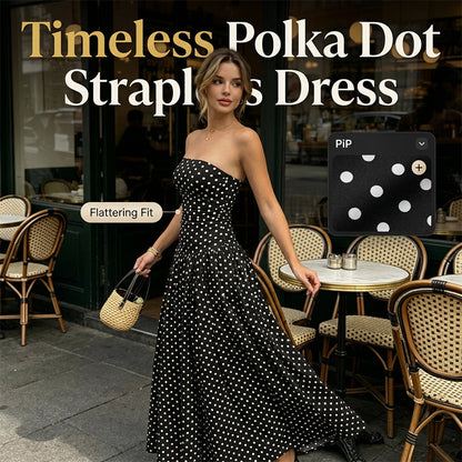 👗✨ Robe bustier à pois – Imprimé rétro chic, coupe flatteuse, parfaite pour un look estival élégant 🌸🕶️