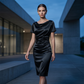 🖤🌸 Robe fourreau satin effet froissé – Coupe bodycon, détails froncés, charme sophistiqué et intemporel 💫🥀