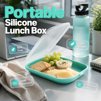 🥗🧺 Plus de 45 000 vendus ! Boîte à déjeuner en silicone – Couvercle sécurisé anti-fuite, corps flexible et léger, le lunch box sain et incassable pour le bureau 🌿🍱