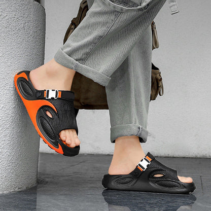 👟🌊 Sandales EVA 2-en-1 pour homme – Bride talon convertible, design ajouré respirant, semelle massage ultra-confort ☀️💪