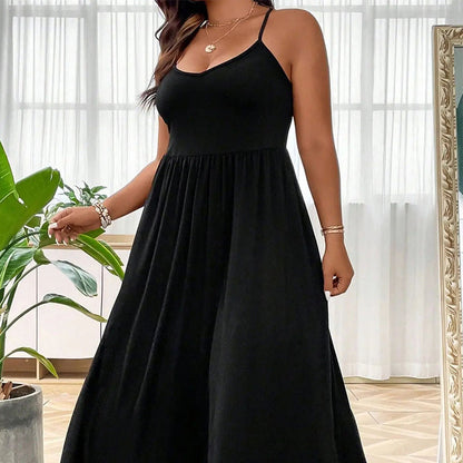 💃🌿 Robe longue empire à bretelles spaghetti – Taille haute flatteuse, jupon vaporeux, parfaite pour un look bohème chic en bord de mer 🌊🌾