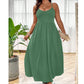 💃🌿 Robe longue empire à bretelles spaghetti – Taille haute flatteuse, jupon vaporeux, parfaite pour un look bohème chic en bord de mer 🌊🌾