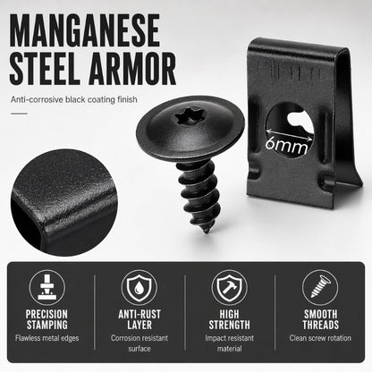 🛡️🔩 Kit fixation carrosserie – U-clips en acier zingué, résiste à la rouille et aux vibrations, parfait pour les passages de roue, grilles de calandre et caches sous moteur, fini les pièces en plastique qui lâchent au premier choc 🛣️🧰
