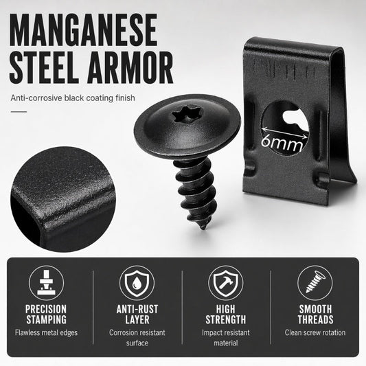 🛡️🔩 Kit fixation carrosserie – U-clips en acier zingué, résiste à la rouille et aux vibrations, parfait pour les passages de roue, grilles de calandre et caches sous moteur, fini les pièces en plastique qui lâchent au premier choc 🛣️🧰