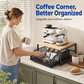 📦☕ Meuble micro-ondes gain de place – Tiroir coulissant, compartiments multiples, idéal pour ranger vaisselle, épices et accessoires café 🧺👌