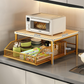 📦☕ Meuble micro-ondes gain de place – Tiroir coulissant, compartiments multiples, idéal pour ranger vaisselle, épices et accessoires café 🧺👌