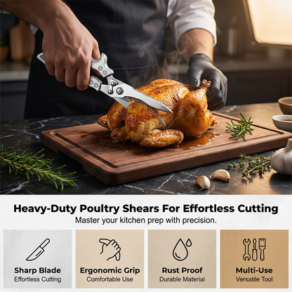 🔧🍴 Ciseaux multi-usages renforcés – Découpe os, arêtes, légumes et ouvre bouteilles, structure robuste anti-corrosion, l’outil tout-en-un qui simplifie chaque recette 🍷🐟