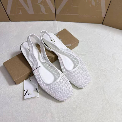 🌸👡 Sandales à bride arrière tressées – Détail chic, talon plat confortable, parfaites pour le bureau comme pour le week-end ☀️👜