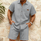 👕🩳 Plus de 41 000 ventes ! Ensemble chemise manches courtes & short en maille gaufrée – Texturé, respirant, look assorti pour un été stylé sans effort ☀️🌊