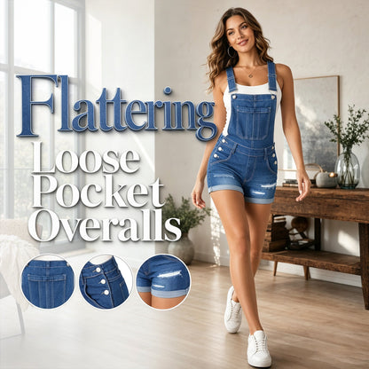 👖🌸 Salopette courte en jean femme – Coupe décontractée, bretelles réglables, look vintage irrésistible pour l’été ☀️🌼