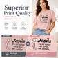 💬👚 T-shirt femme à message imprimé – Coton doux, coupe droite décontractée, l’indispensable pour un look effortless au quotidien 🌸👖