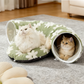 🐱🌀 Tunnel-lit lavable pour chat – Se transforme en cachette douillette, entièrement en machine, idéal pour les chats d’appartement 🧼🛏️