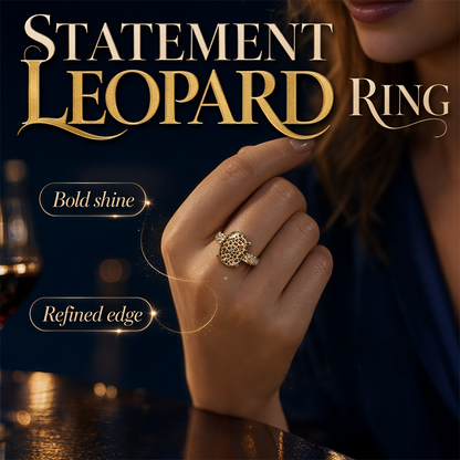 🐆💍 Bague ovale vintage motif léopard – Alliage scintillant, pierres brillantes, la touche sauvage et raffinée pour un look de caractère 💫🌿