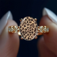 🐆💍 Bague ovale vintage motif léopard – Alliage scintillant, pierres brillantes, la touche sauvage et raffinée pour un look de caractère 💫🌿