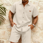 👕🩳 Plus de 41 000 ventes ! Ensemble chemise manches courtes & short en maille gaufrée – Texturé, respirant, look assorti pour un été stylé sans effort ☀️🌊