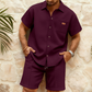 👕🩳 Plus de 41 000 ventes ! Ensemble chemise manches courtes & short en maille gaufrée – Texturé, respirant, look assorti pour un été stylé sans effort ☀️🌊