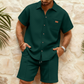 👕🩳 Plus de 41 000 ventes ! Ensemble chemise manches courtes & short en maille gaufrée – Texturé, respirant, look assorti pour un été stylé sans effort ☀️🌊