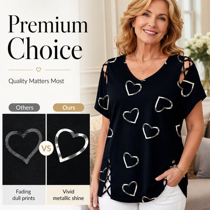 🌿💞 T-shirt imprimé cœur taille plus – 39 000+ clientes conquises, coupe étudiée pour sublimer les silhouettes pulpeuses, confiance au quotidien 💃✨