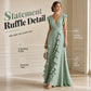 🌸👗 Robe maxi en mousseline col V et volants – Fluide, légère et romantique, la robe d’été parfaite des journées ensoleillées aux soirées étoilées ☀️🌙
