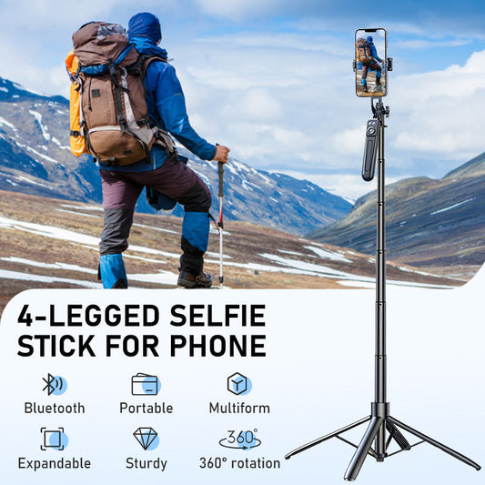 📸 -50 % ! Trépied 4 pieds pour téléphone – Perche selfie & trépied tout-en-un extensible, rotation 360°, télécommande Bluetooth. Idéal voyages, vlogging et extérieur