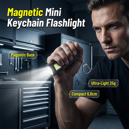 🔦🧲 Mini lampe torche porte-clés à base magnétique – Se fixe partout, éclairage puissant, le gadget indispensable pour les clés, la voiture et le bricolage 🚗🔧