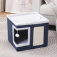 🐾🏠 Maison cube pliable 2-en-1 pour chat – Design bi-niveau, griffoir intégré, confort toutes saisons, un espace jeu et repos compact, facile à ranger et à déplacer 🧺✨