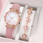 💎🌷 Set bijoux et montre coordonné – Design floral raffiné, métal hypoallergénique, harmonie parfaite du poignet aux oreilles, sublimez votre look en un clin d’œil, sans chercher à assortir chaque pièce ✨👗