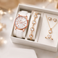 💎🌷 Set bijoux et montre coordonné – Design floral raffiné, métal hypoallergénique, harmonie parfaite du poignet aux oreilles, sublimez votre look en un clin d’œil, sans chercher à assortir chaque pièce ✨👗