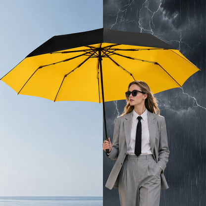 🛡️☀️ Parapluie automatique anti-UV – Toile vinyle imperméable, armature acier renforcée, ne craint ni les rafales du mistral ni les rayons du soleil marseillais 🌬️🌞