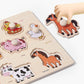 🧩🌳 Puzzle à chevilles Montessori en bois – Poignées adaptées aux petites mains, couleurs vives, développe la motricité fine et la coordination œil-main 👶🧠