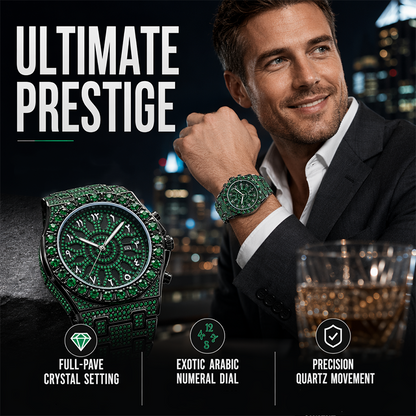 ⌚💎 Montre quartz luxe scintillante homme – Boîtier 48 mm, strass éclatants, verre anti-rayures, le bijou d’affirmation qui sublime votre poignet au quotidien 🌟💪