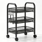 🔩🏠 Chariot de rangement multifonction à roulettes – Acier carbone robuste, grille métallique, rebord 7 cm anti-chute, le soutier mobile élégant pour cuisine, salle de bain et buanderie 💪🧹