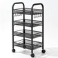 🔩🏠 Chariot de rangement multifonction à roulettes – Acier carbone robuste, grille métallique, rebord 7 cm anti-chute, le soutier mobile élégant pour cuisine, salle de bain et buanderie 💪🧹