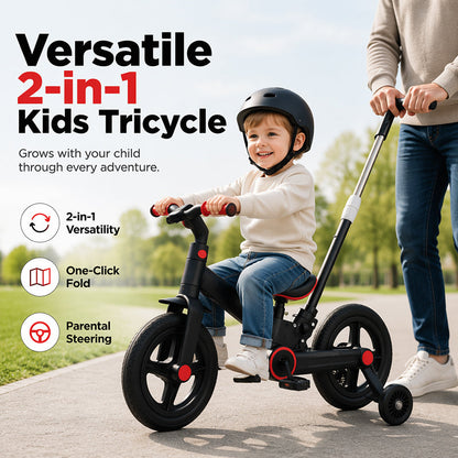 🚲🧒 Tricycle évolutif 4-en-1 pour enfants – Acier carbone robuste, transformable en draisienne ou poussette, poignée parentale réglable, le seul vélo qui grandit avec votre enfant de 1 à 6 ans 🌱👶