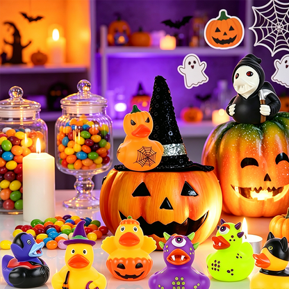 🎁🎉 Lot de canards festifs – Thème citrouille, fantôme et vampire, idéal pour animer une fête d’anniversaire, remplir un panier cadeau ou occuper les enfants pendant le bain les soirs d’automne 🍂🍬