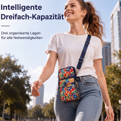 🌸🎒 Sac de sport brassard et bandoulière imprimé floral – 2-en-1, fenêtre tactile, résistant à l’eau, courez avec style et gardez l’essentiel à portée de main sans sacrifier votre look 🏃‍♀️💐