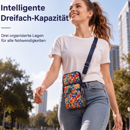 🌸🎒 Sac de sport brassard et bandoulière imprimé floral – 2-en-1, fenêtre tactile, résistant à l’eau, courez avec style et gardez l’essentiel à portée de main sans sacrifier votre look 🏃‍♀️💐