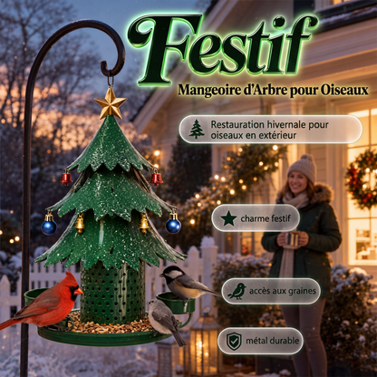🌳🐦 Distributeur à graines pour oiseaux en forme d’arbre festif – Grande capacité, design original, transformez votre jardin ou balcon en un refuge gourmand où les mésanges et rouges-gorges adorent se poser 🌿✨