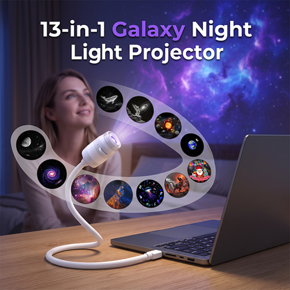 🌌💫 Lampe projecteur ciel étoilé USB – 13 films interchangeables, col flexible, transformez votre chambre en un ciel étoilé apaisant, pour des nuits magiques et un sommeil serein 🌙✨