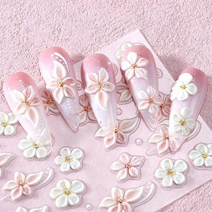 🌸💅 Autocollants pour ongles floraux 5D – Effet relief saisissant, tenue impeccable, pose express sans lampe UV, offrez-vous une manucure de salon à la française en quelques minutes, où que vous soyez 🥐✨