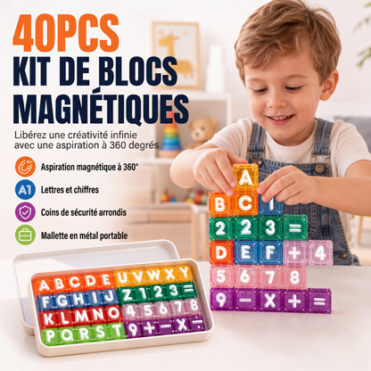 🧲🔤 Plus de 24 600 vendus ! 40 blocs magnétiques 360° lettres & chiffres – Connexion aimantée, rotation libre, un jeu d’éveil qui rend l’apprentissage des lettres et des nombres aussi amusant que créatif 🧠🌈