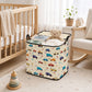 🧺🔒 Boîte de rangement pliable avec couvercle zip – Toile robuste, motif cartoon amusant, poignées renforcées pour un transport facile, disponible en 3 tailles pour chambre et dressing 🎨👕
