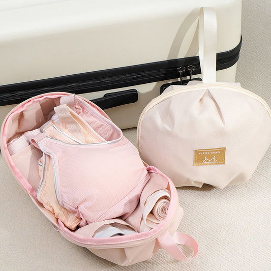 🧳👙 Trousse de rangement lingerie portable pour voyage – Polyester doux, compartiments dédiés, fermeture éclair fluide, rose/blanc, 2 tailles, le sac malin qui garde vos dessous impeccables et votre valise bien ordonnée 🎀✈️