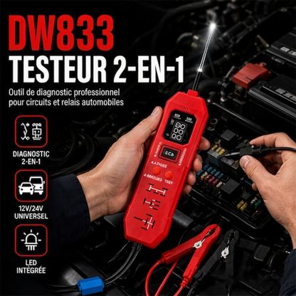 ⚡🔍 Testeur de circuit automobile avec écran numérique – Lecture précise de la tension, test de continuité sonore, le détective électrique qui trouve la panne en un clin d’œil sous le capot ou dans l’habitacle 🚗🔧