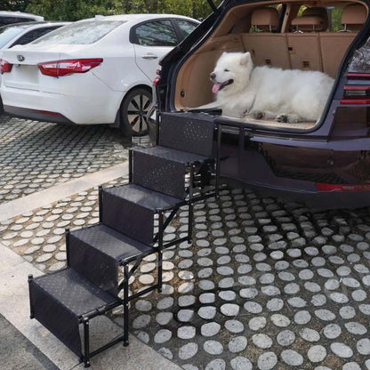 🐕🚗 Escalier pliable antidérapant pour chien en voiture – Tissu antidérapant, 2 ou 4 marches, support robuste pour toutes tailles, aidez votre compagnon à monter et descendre sans risque, du sol au coffre 🐾💪