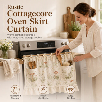 🍳⚡ Rideau de four avec poches de rangement – Décoratif, pratique, résistant, cachez vos ustensiles et gardez votre cuisine nette et chaleureuse, la touche maligne des fourneaux bien organisés 🧺✨