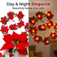 🕊️🎄 Guirlande de Noël florale – Poinsettias lumineux, ambiance chaleureuse, habillez votre intérieur de tradition et de douceur, pour des fêtes inoubliables en famille 🌟🏠