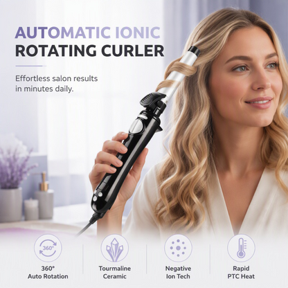 💁‍♀️✨ Boucleur automatique à température réglable – Aspire et enroule la mèche tout seul, boucles parfaites sans brûlure ni difficulté, le secret des coiffures de salon à la maison 🔥👌
