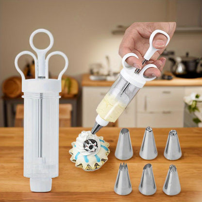 🎨🧁 Kit pistolet à décorer en inox – Set complet de douilles et embouts, décorez gâteaux, cupcakes et biscuits avec précision, l’outil parfait pour libérer votre créativité pâtissière ✨