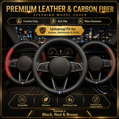 🚗✨ Housse de volant universelle en fibre de carbone – Antidérapante, résistante, un look sportif et une prise en main améliorée, pour un intérieur qui en impose 🏁💪